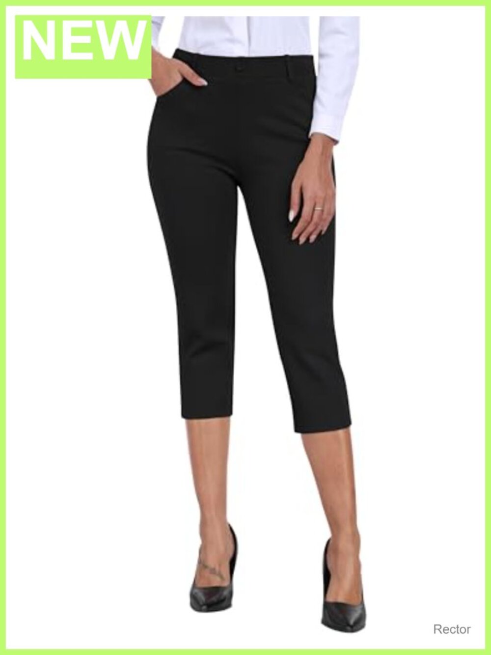 Women's Capri Pants Stretch Pull On Elastic Waist with Pockets Casual Golf